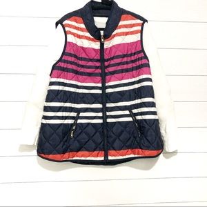 Crown & Ivy Quilted Vest striped Women's 3X